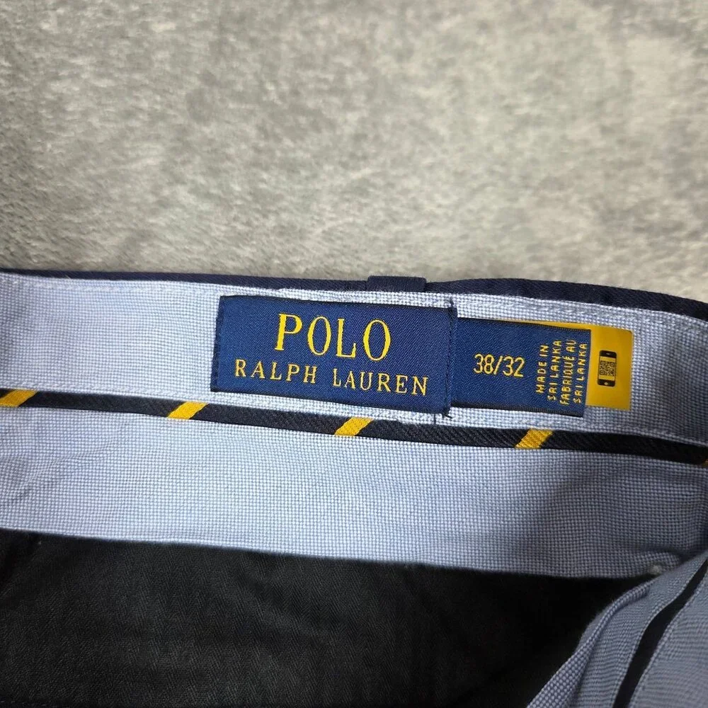 Polo Ralph Lauren Pants Mens 38X32 Navy Cuffed Straight Stretch Chinos Preppy